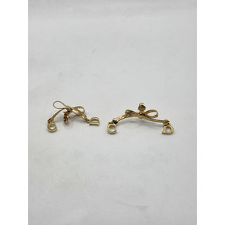 Christian Dior Gold-tone CD Logo Bow Clip-On Earrings