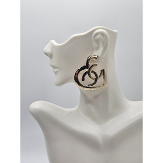 AUTH NEW Chanel Gold-tone 2022 Interlocking CC Heart Drop Earrings