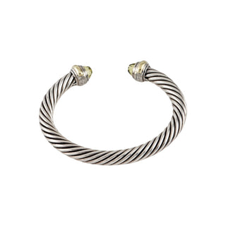 Authentic David Yurman Quartz Classic Cable Cuff 14K Gold 7mm