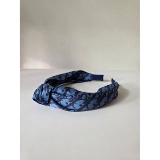 Authentic Christian Dior Blue Oblique Twist Logo Headband