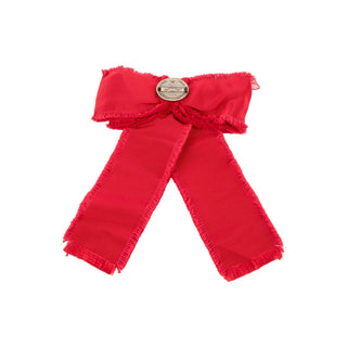 Authentic Gucci Red Grosgrain Bow Brooch Pin w/ Crystals