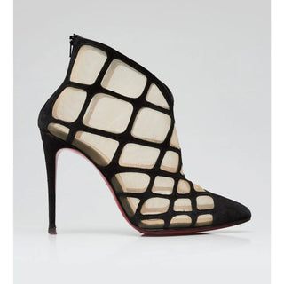 AUTH Christian Louboutin Black Suede Araknene Ankle booties 36 EU