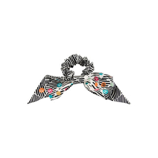 Authentic Chanel Silk Bow CC Scrunchie – Pattern Print, 100% Silk