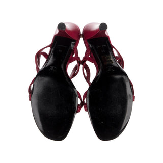 Authentic Louis Vuitton Red Monogram Braided Heel Sandals 38 sz