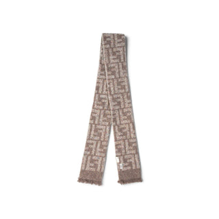 Authentic Fendi FF Alpaca Printed Scarf – Neutrals, Fringe