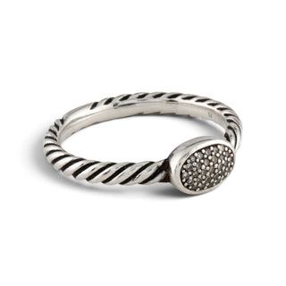 Authentic David Yurman Diamond Cable Oval Stack Ring – 925, 5.75