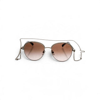 Authentic Chanel Interlocking CC Round Sunglasses Gold Gradient