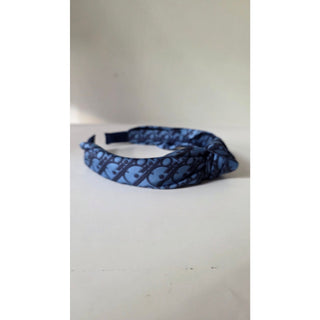 Authentic Christian Dior Blue Oblique Twist Logo Headband