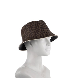 Authentic Fendi FF Zucca Reversible Bucket Hat – Brown Coated Canvas Size S (58)