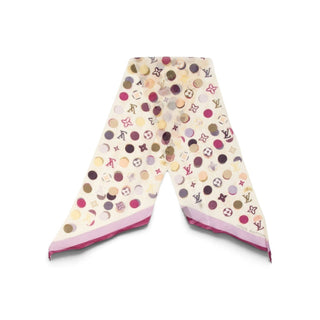 Authentic Louis Vuitton Polka Dot LV Print Silk Scarf 47.5"