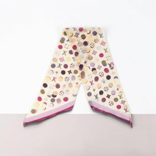 Authentic Louis Vuitton Polka Dot LV Print Silk Scarf 47.5"
