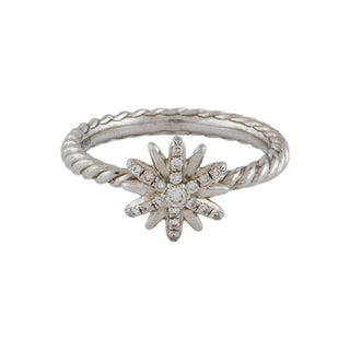 Authentic David Yurman Diamond Petite Starburst Ring – 925, 6