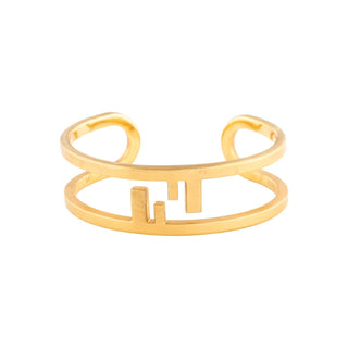 Authentic Fendi FF Logo Cutout Cuff Bracelet – Gold-Tone, Sz M