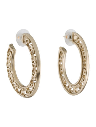 Chanel Gold-tone 2019 Interlocking CC Logo hoop earrings