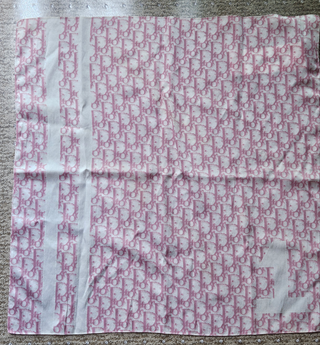 Christian Dior Pink White Silk Floral Diorissimo Scarf