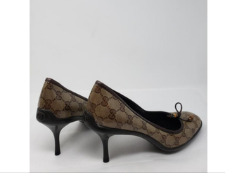 Gucci Brown GG Monogram mid heel pumps 39.5 sz