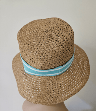 Christian Dior straw hat with embroidered logo trim. size 59.