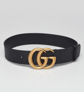 Gucci Black Smooth Leather Double G Belt 65/26