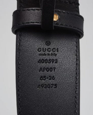 Gucci Black Smooth Leather Double G Belt 65/26