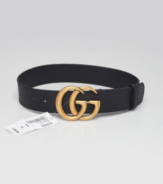 Gucci Black Smooth Leather Double G Belt 65/26