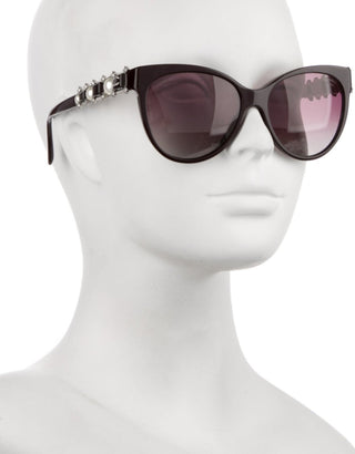 Chabel Burgundy Black Interlocking CC Logo Cat-Eye Sunglasses