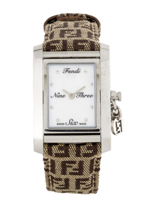 Fendi Brown Zucca FF Logo Printed stainless steel 7100 watch