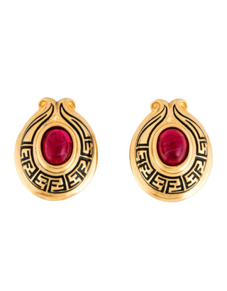 Fendi Gold-tone Vintage Resin FF Logo Stud Earrings