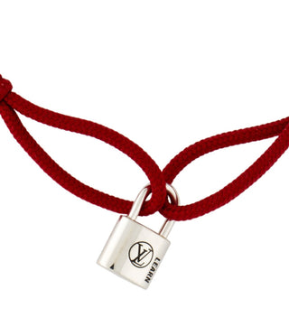 Louis Vuitton Red Silver Lockit Cord Bracelet