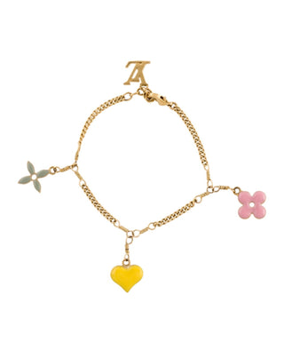 Louis Vuitton Gold-tone Sweet LV Monogram Enamel Charm Bracelet