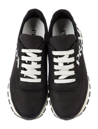 PRADA Black Nylon Logo Printed Sneakers 39.5 EU