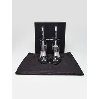 Yves Saint Laurent Black Leather Opyum Sandals 38.5 sz