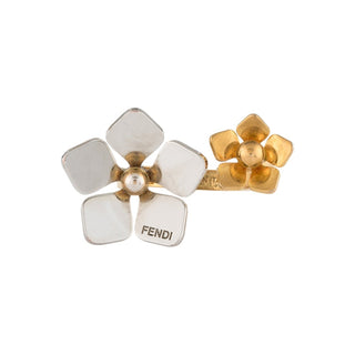 Authentic Fendi Two-Tone Flower Cocktail Ring – Size 7