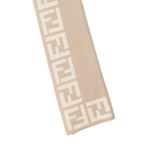 Authentic Fendi Beige Wool Zucca FF Logo Scarf – Reversible