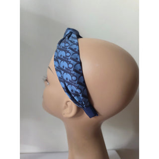 Authentic Christian Dior Blue Oblique Twist Logo Headband