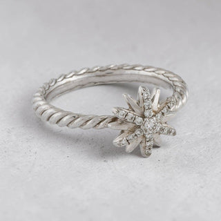 Authentic David Yurman Diamond Petite Starburst Ring – 925, 6