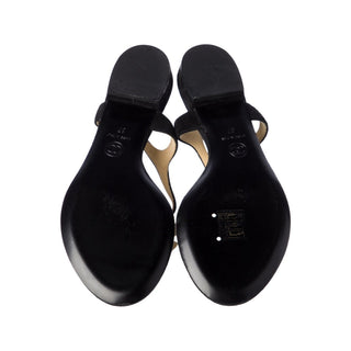 Chanel Interlocking CC Logo Suede T-Strap Sandals 37 sz
