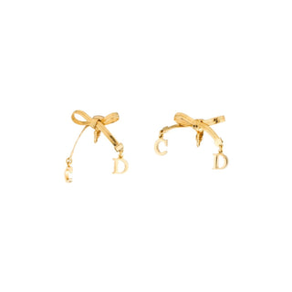 Christian Dior Gold-tone CD Logo Bow Clip-On Earrings
