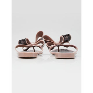 Valentino Beige Black Lace Print Bow Jelly Thong Sandals 38 sz