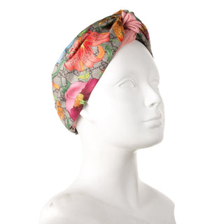 Authentic Gucci Flora GG Print Silk Headband Multicolor M sz