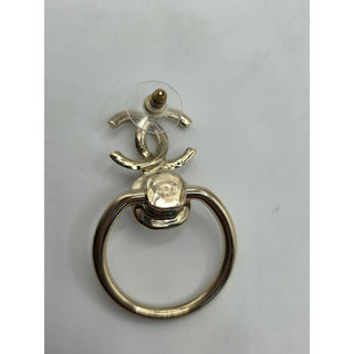 Chanel Gold-tone 2022 Faux Pearl Interlocking CC Drop Earrings