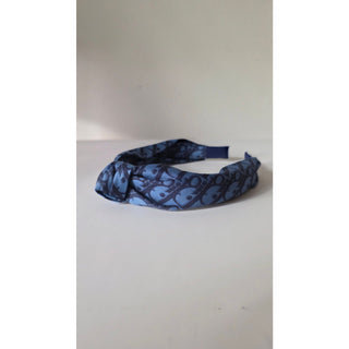 Authentic Christian Dior Blue Oblique Twist Logo Headband