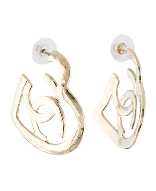 Chanel Gold-tone 2022 Interlocking CC Heart Drop Earrings