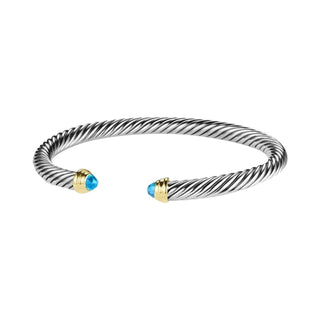 David Yurman Sterling Silver Topaz Cable Classic Cuff