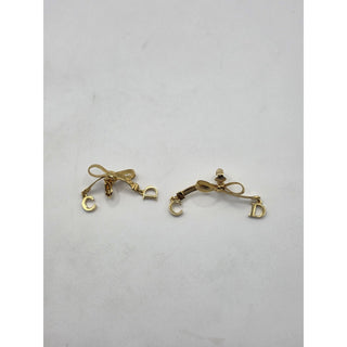 Christian Dior Gold-tone CD Logo Bow Clip-On Earrings