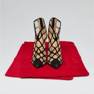 AUTH Christian Louboutin Black Suede Araknene Ankle booties 36 EU