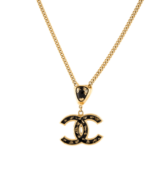 Chanel 2023 Gold-tone Resin Foil CC Pendant Necklace