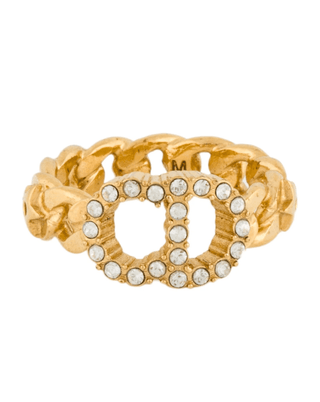 Christian Dior Gold-tone Crystal Clair D Lune Band Ring Size: 6