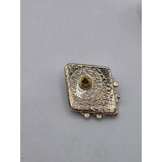 AUTH NEW Chanel Gold-tone Black Strass Interlocking CC Stud Earrings