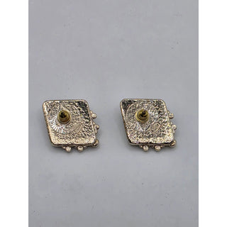 AUTH NEW Chanel Gold-tone Black Strass Interlocking CC Stud Earrings