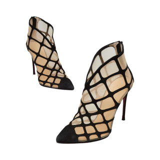 AUTH Christian Louboutin Black Suede Araknene Ankle booties 36 EU